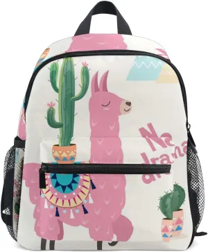 senya Kids Backpack Llama With Cactus Preschool Bag for Toddler Boy Girls Schoolbag One Size