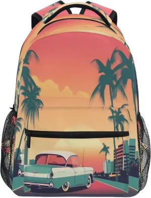 senya Sunrise in Miami Beach Backpack School Bag Travel Daypack for Boys Girls