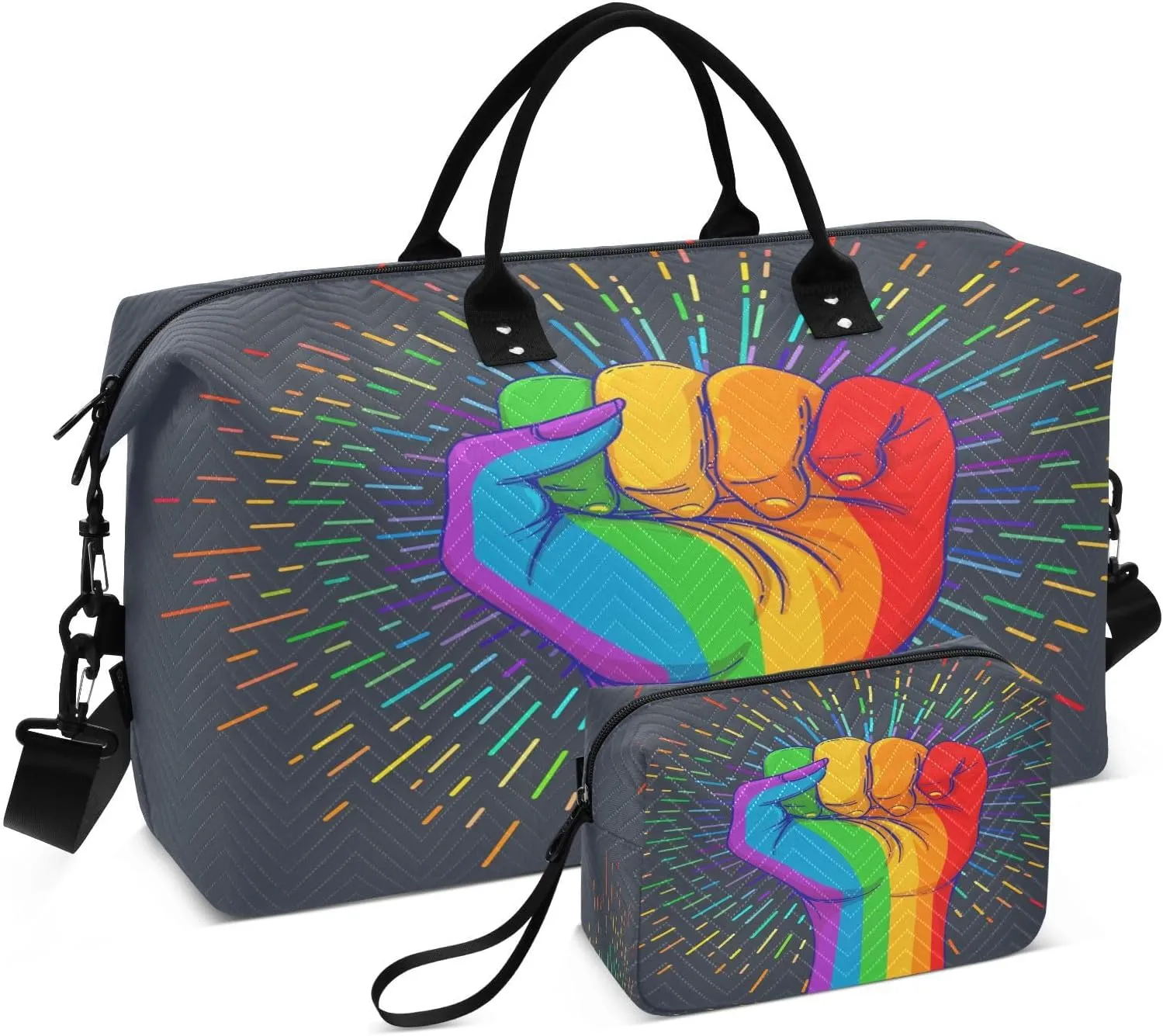 senya Travel Duffle Bag Weekender Bags Overnight Bag with Toiletry Bag Gym Duffel Bag Rainbow Fist Pride for Travel Business Trips Sport