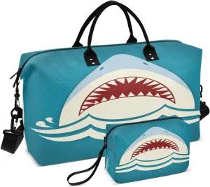 senya Travel Duffle Bag Weekender Bags Overnight Bag with Toiletry Bag Gym Duffel Bag Shark Tooth Jaws for Travel Business Trips Sport