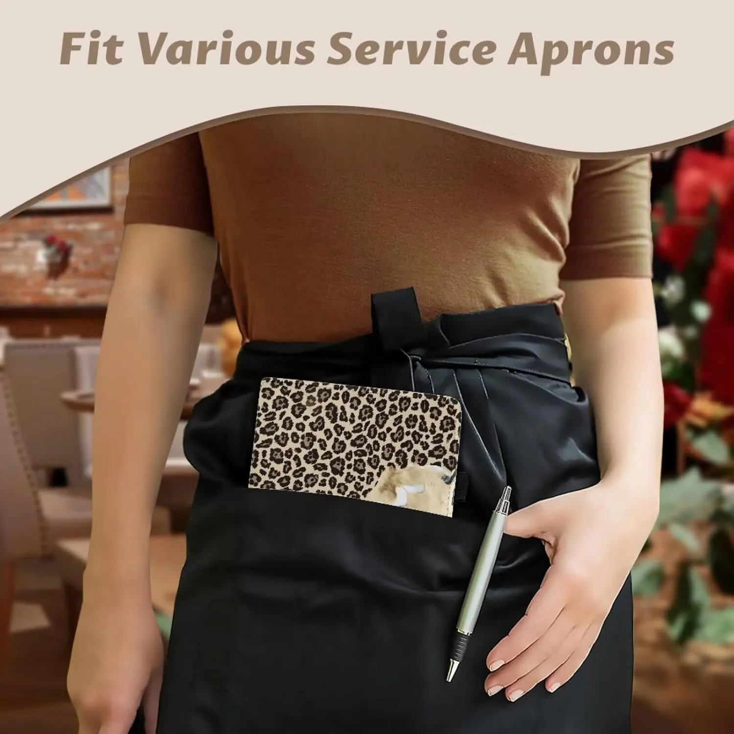 Server Book for Waitress with Zipper Pockets Leather Server Books Guest Check Presenters Fits Server Apron