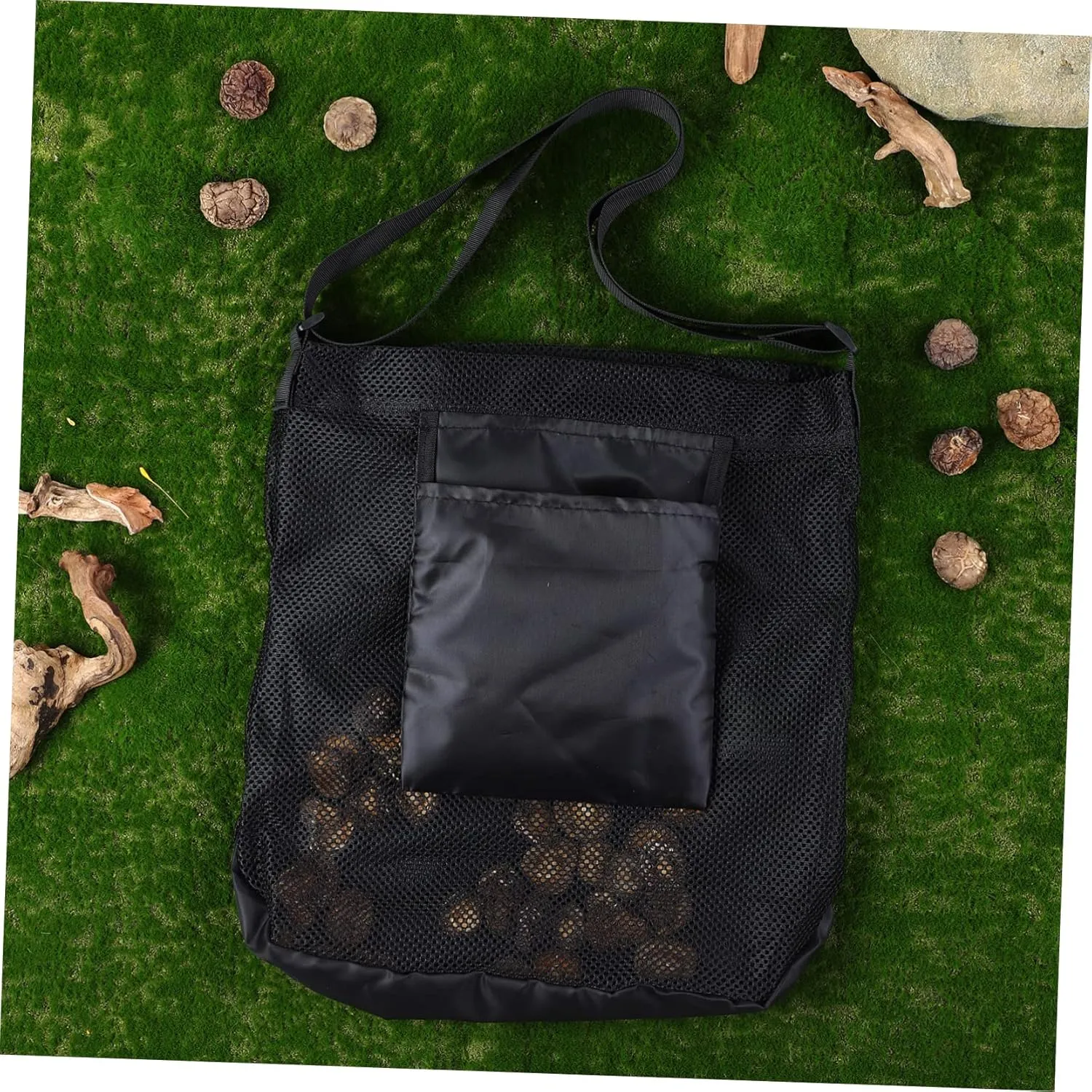Sets Mushroom Mesh Bag for Foraging Large Shoulder Bag Storage Pocket Sturdy Mesh for Ventilation for Family Outdoor Mushroom Picking Pcs
