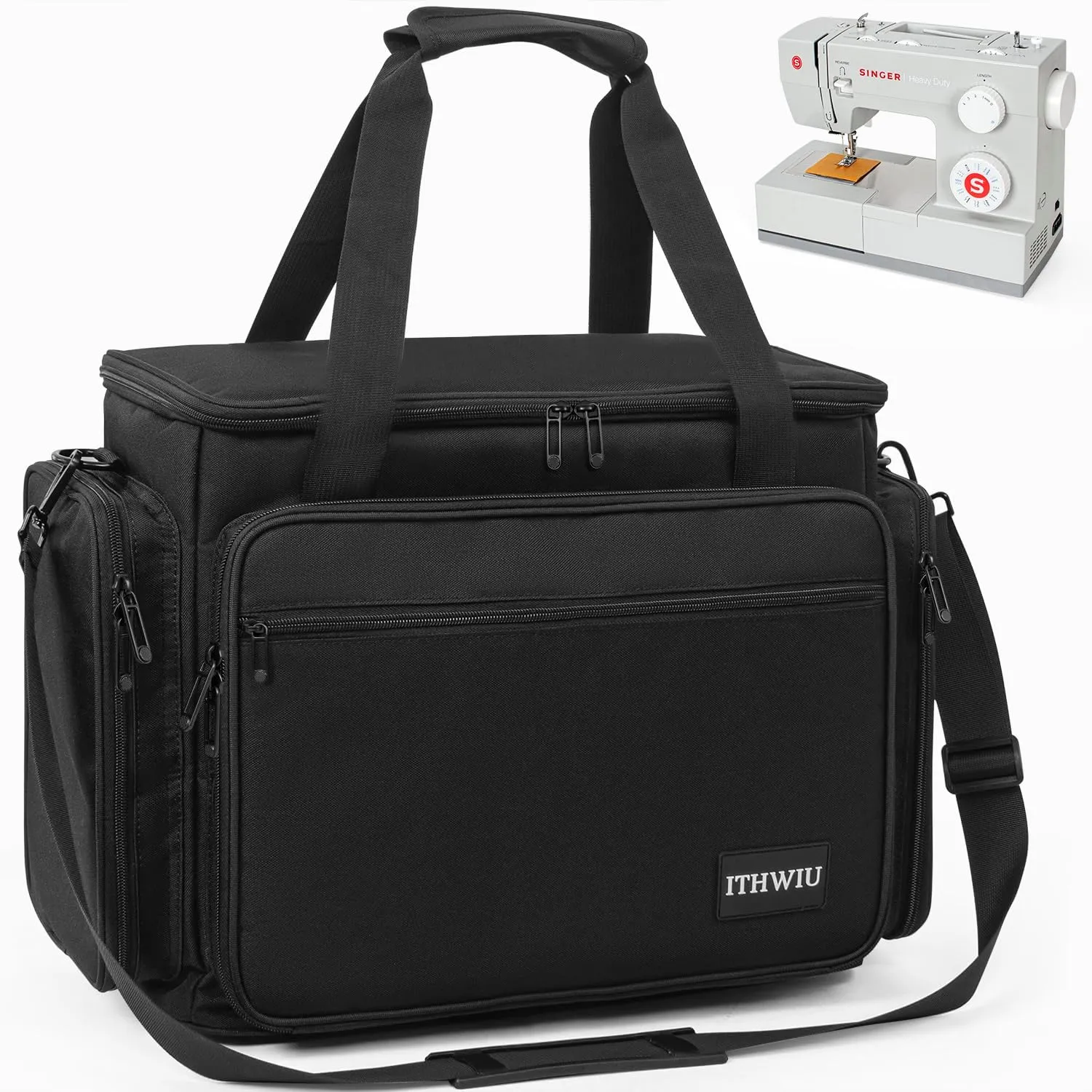 Sewing Machine Carrying Case with Multiple Storage Pockets for Accessories, Universal Tote Storage Bag