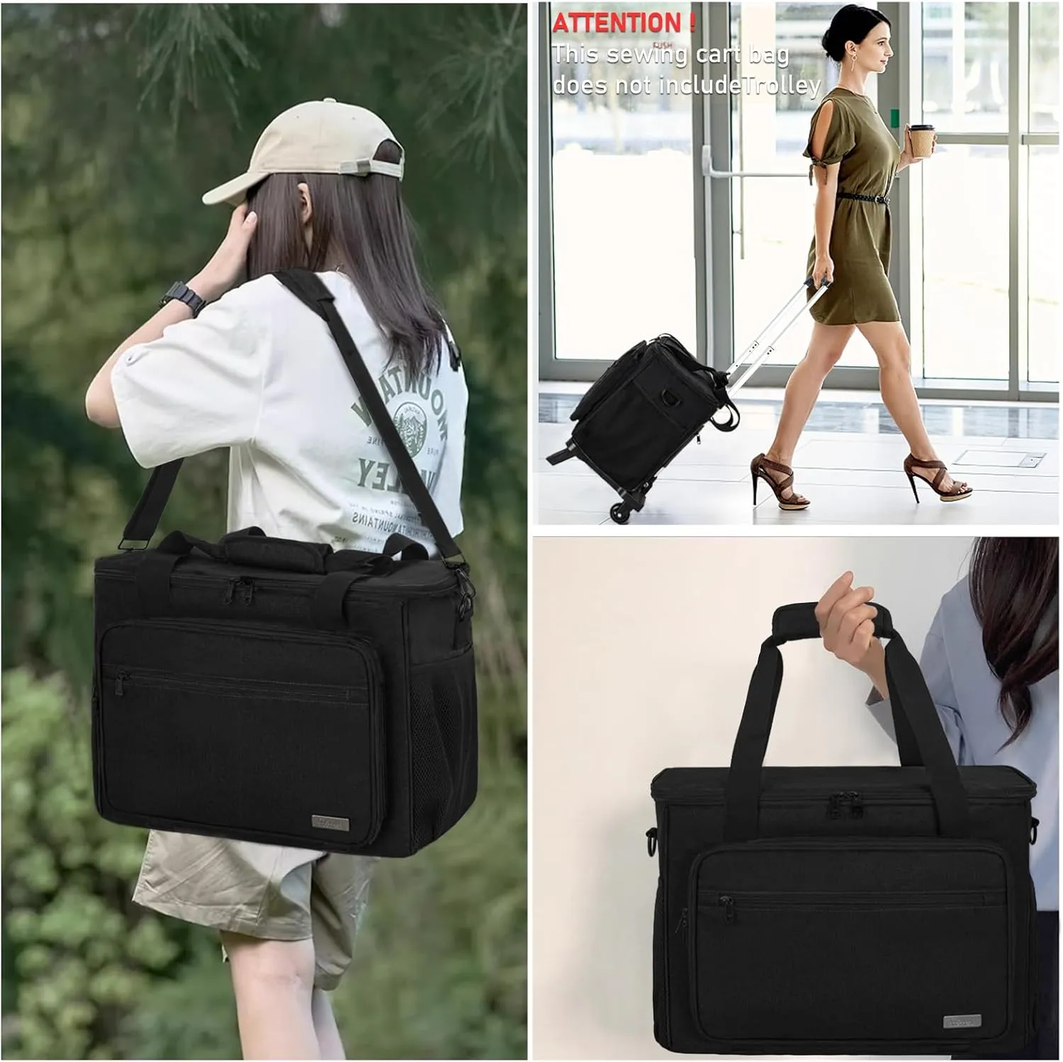 Sewing Machine Carrying Case with Multiple Storage Pockets for Accessories, Universal Tote Storage Bag