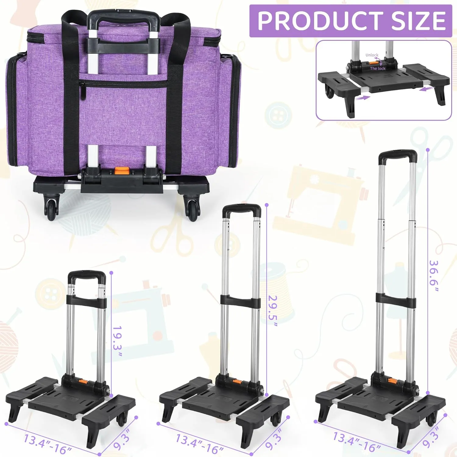 Sewing Machine Carrying Case with Multiple Storage Pockets for Accessories, Universal Tote Storage Bag