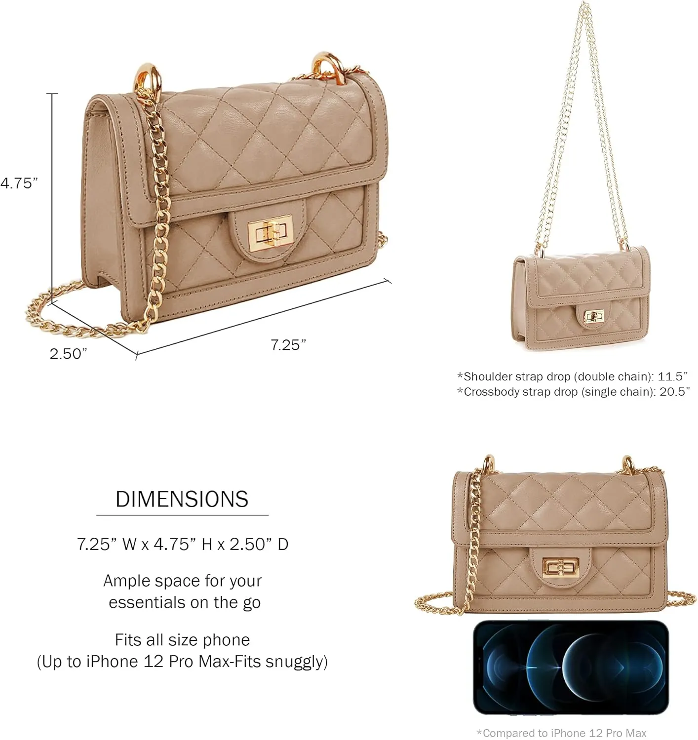 SG SUGU Small Quilted Crossbody Bag, Trendy Designer Mini Shoulder Bag, Phone Wallet Purse for Women