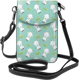 Sheep Grass Small Crossbody Bags for Women Travel Cell Phone Pouch PU Leather Cross Body Bag Adjustable Shoulder Strap Phone Purses Lightweight Wallet Purse with Credit Card Slots
