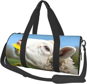Sheep Print Round Large Capacity Travel Luggage Bags,Men's and Women's Hand-Held Travel Clothing Bags