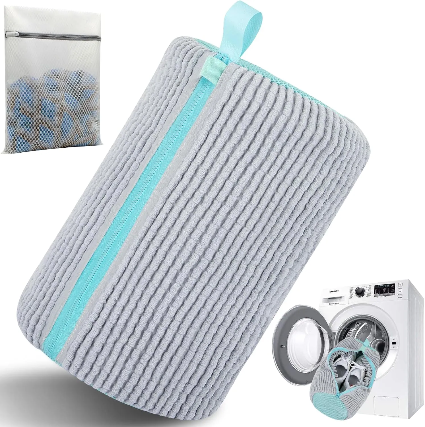 Shoe Washing Machine Bag, New Upgrade Shoe Bag For Washing Machine, 1 Shoe Washing Bag, 1 Mesh Laundry Bag, Gray