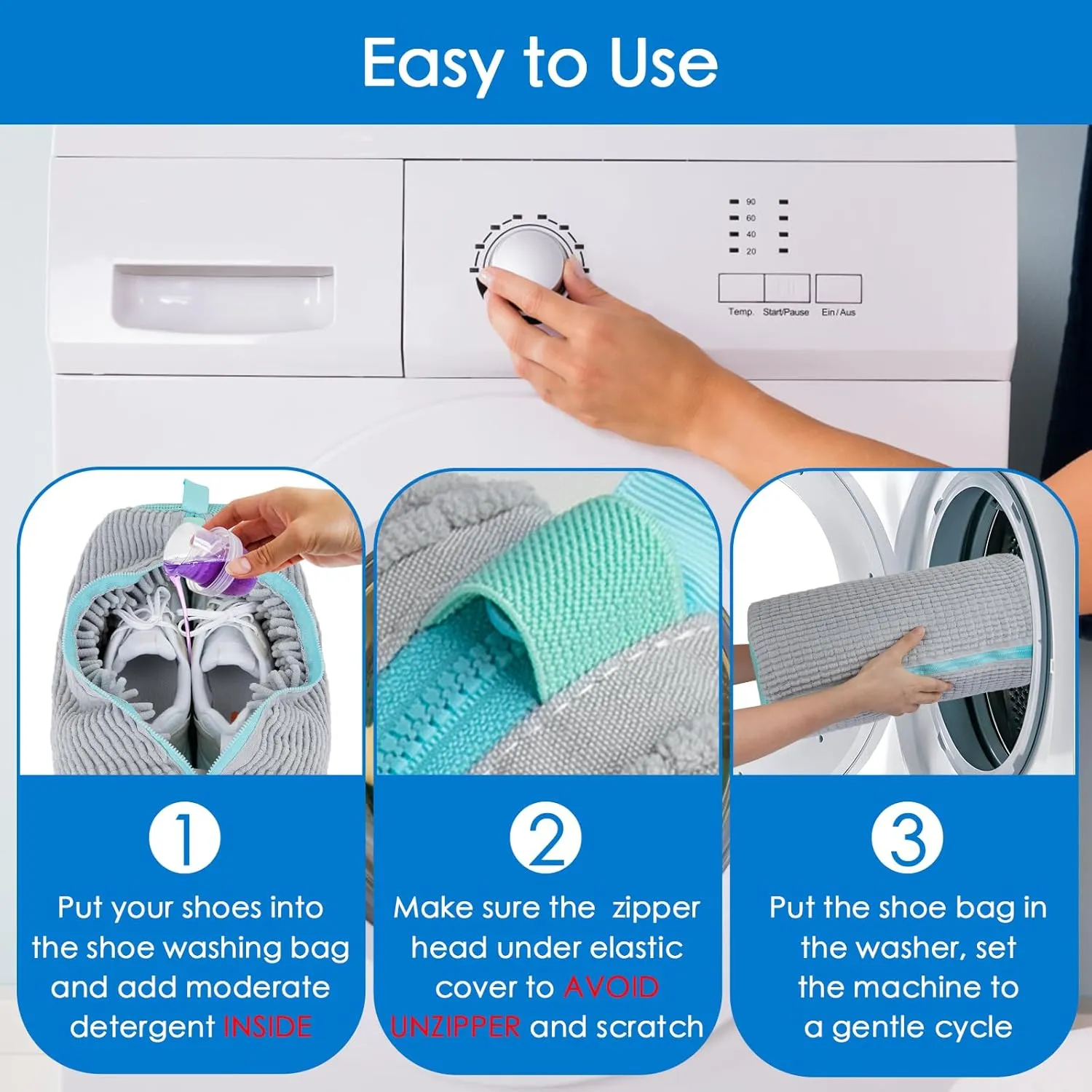 Shoe Washing Machine Bag, Upgrade Cleaning Shoe Bag For Washing Machine, 2 Shoe Washing Bag, 2 Mesh Laundry Bag, Gray