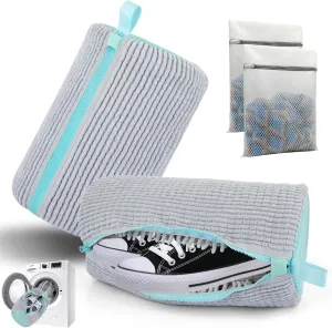 Shoe Washing Machine Bag, Upgrade Cleaning Shoe Bag For Washing Machine, 2 Shoe Washing Bag, 2 Mesh Laundry Bag, Gray