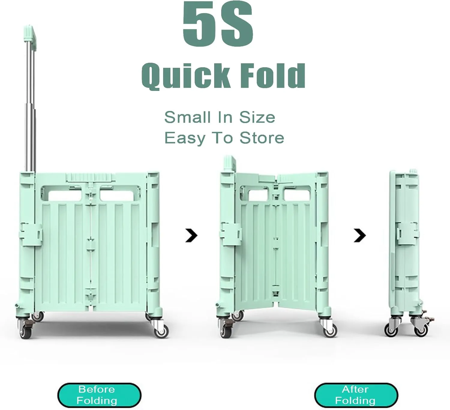 Shopping Trolley Box on Wheels, Plastic Book Trolley Secure Lid 50kg Loading 65L Capacity Collapsible climbing stairs Grocery Bags for Shopping, Moving, Storage, Office T (Blue 45L)