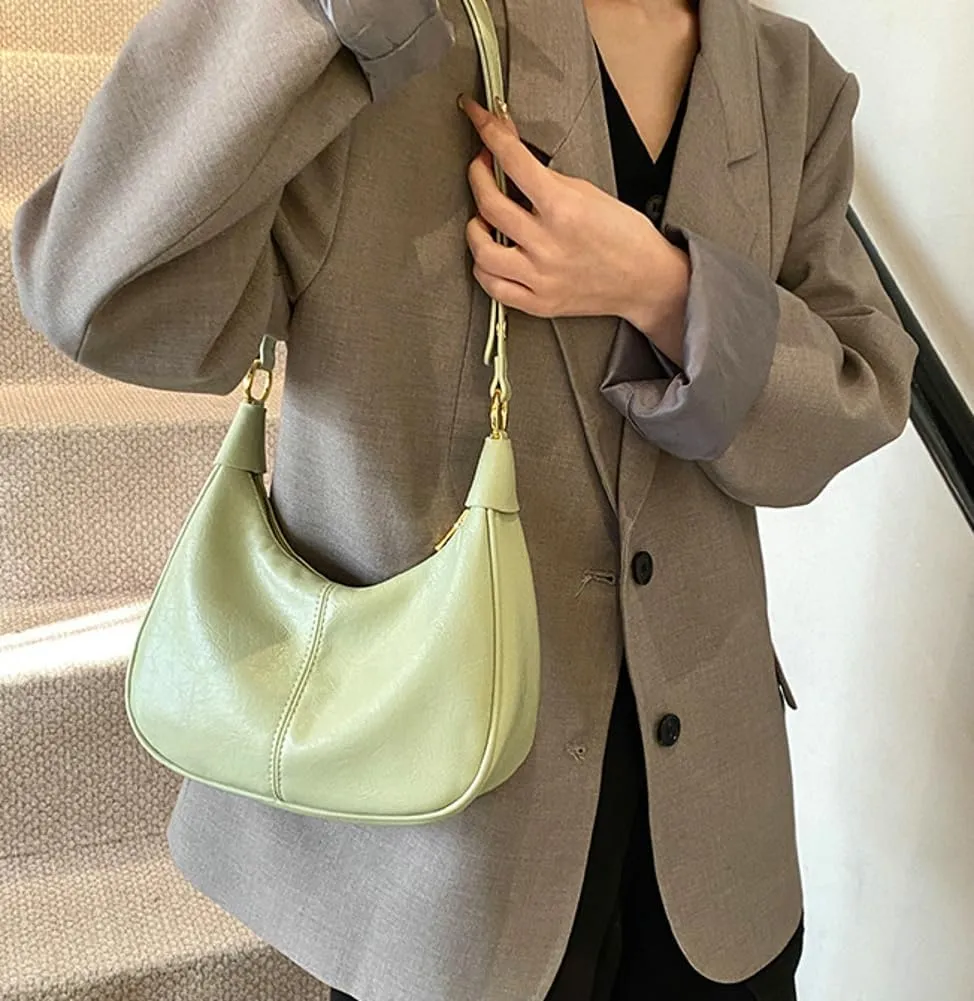 Shoulder Bag for Women Soft PU Leather Crescent Tote Handbag Retro Classic Satchel Crossbody Underarm Hobo Purse Clutch