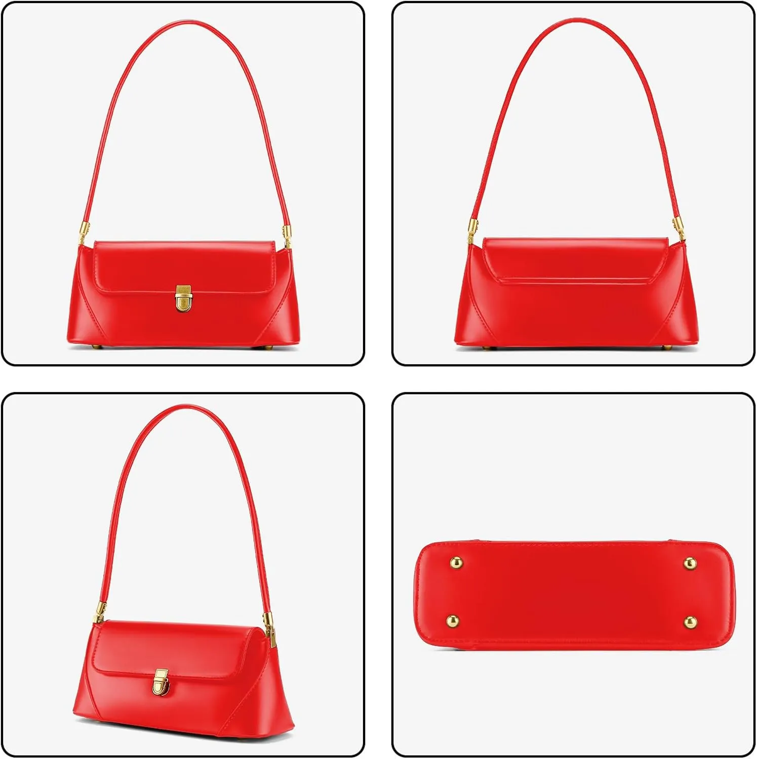 Shoulder Bag for Women Vintage Purse Fashion Classic Vegan Leather Clutch Tote Retro Handbag with Buckle Closure