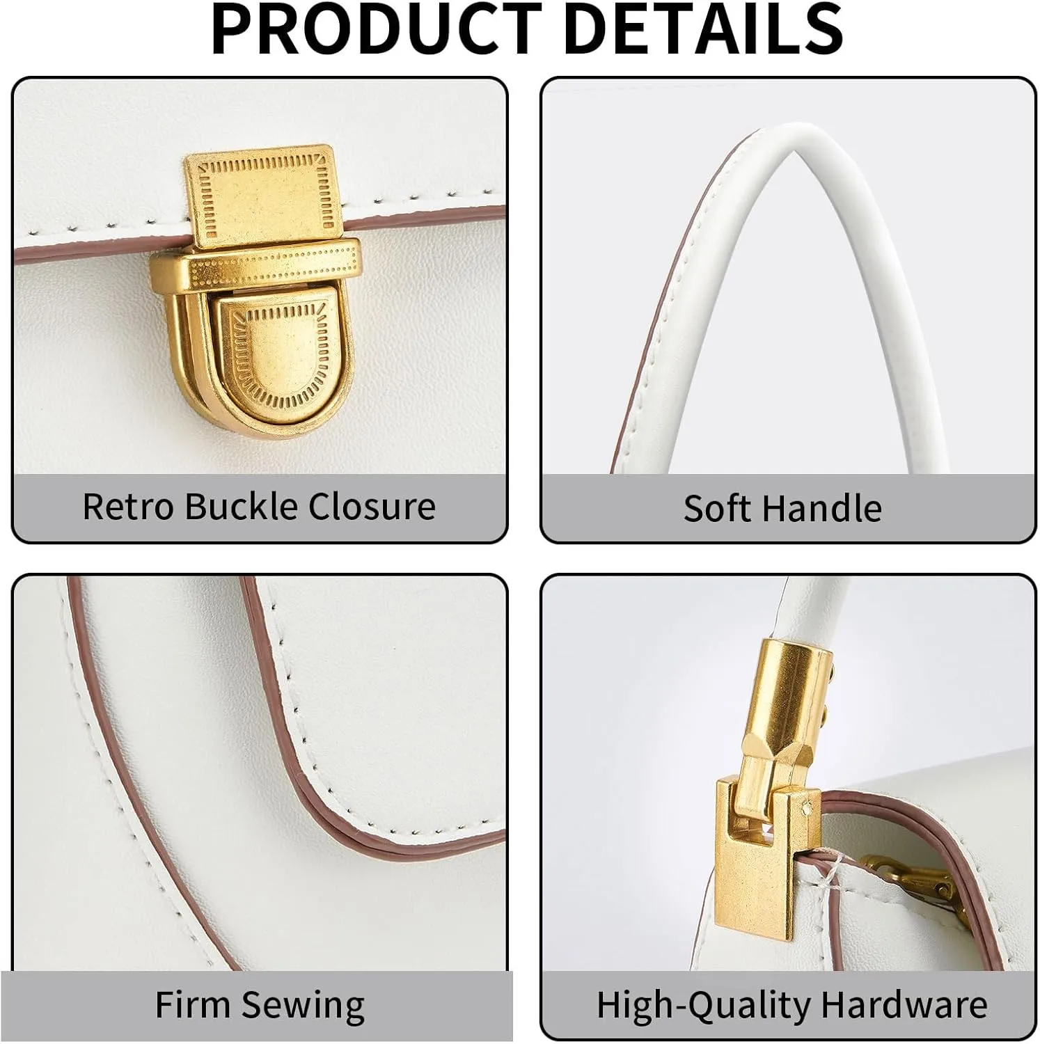 Shoulder Bag for Women Vintage Purse Fashion Classic Vegan Leather Clutch Tote Retro Handbag with Buckle Closure