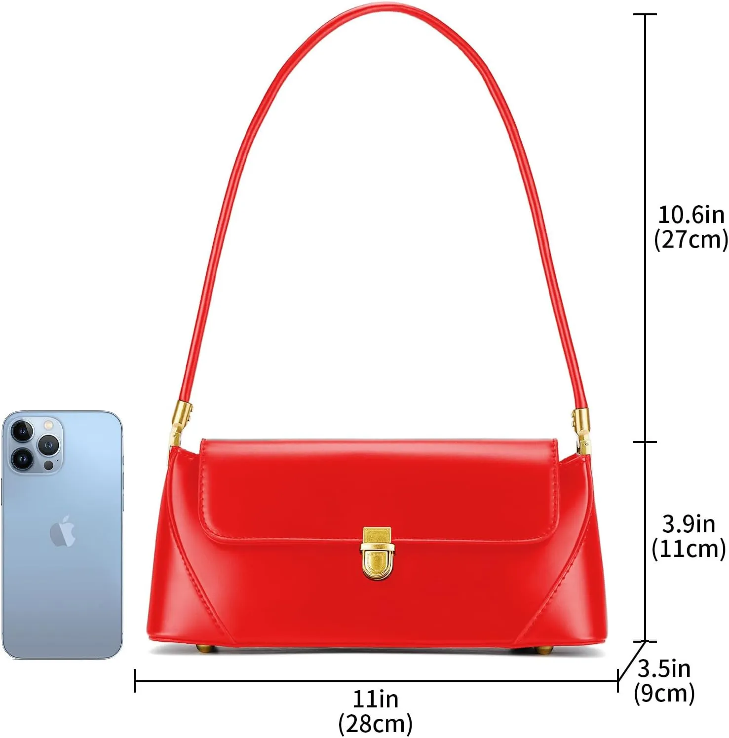 Shoulder Bag for Women Vintage Purse Fashion Classic Vegan Leather Clutch Tote Retro Handbag with Buckle Closure