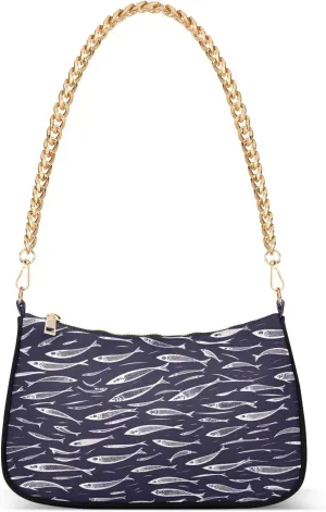 Shoulder Bags for Women A Flock Of Swimming Fish Hobo Tote Handbag Small Clutch Purse with Zipper Closure