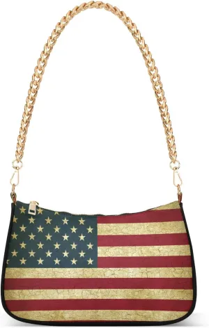 Shoulder Bags for Women American US Flag Independence Day Patriotic Hobo Tote Handbag Small Clutch Purse with Zipper Closure