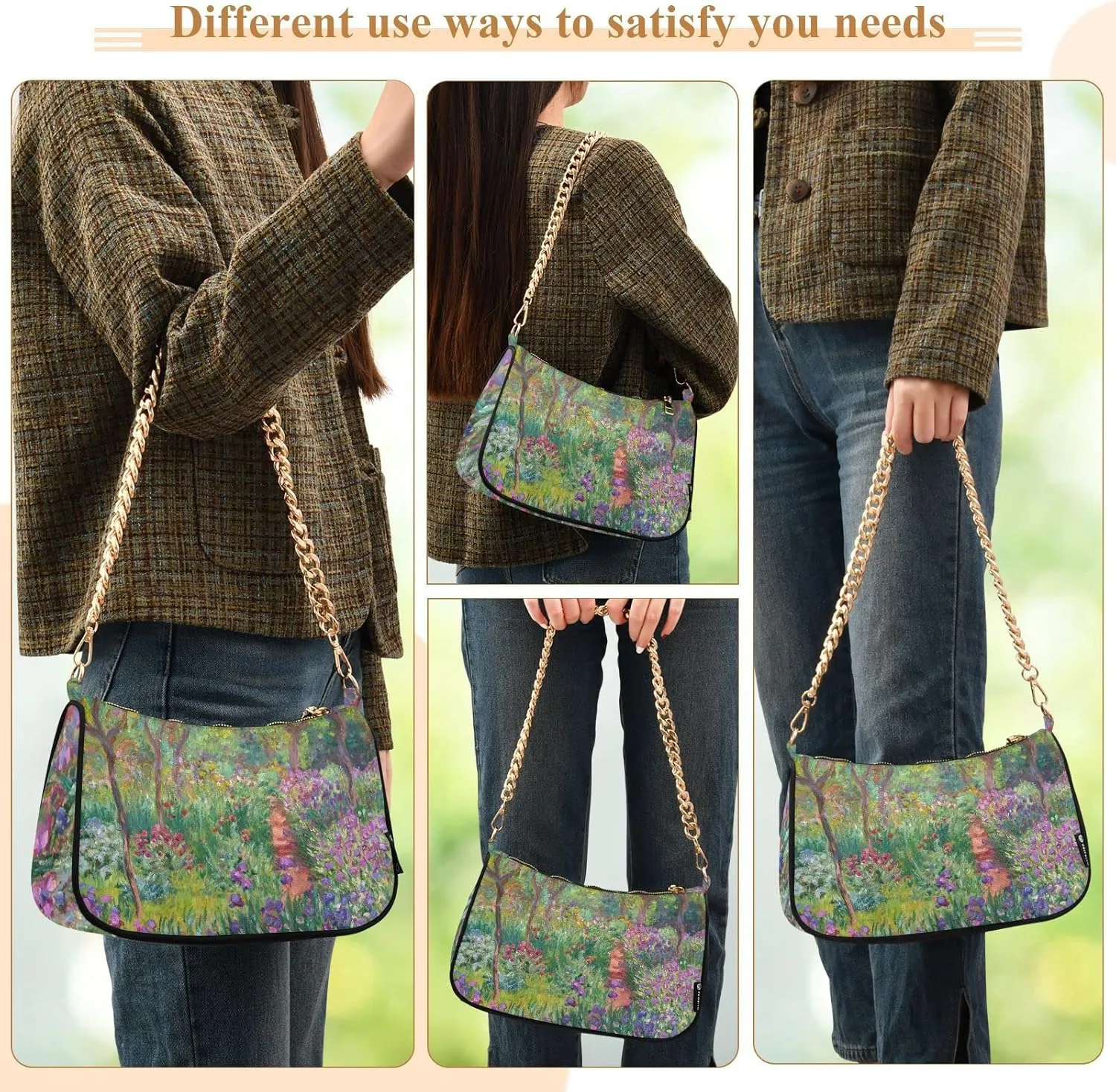 Shoulder Bags for Women Chain Strap Zipper Tote Handbag