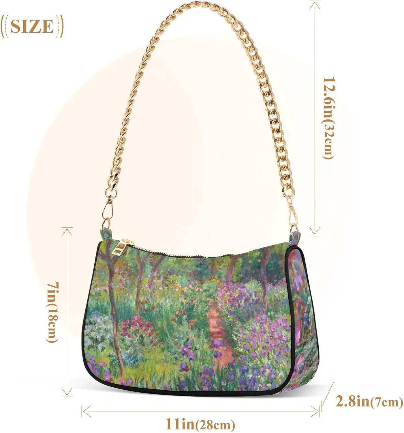 Shoulder Bags for Women Chain Strap Zipper Tote Handbag