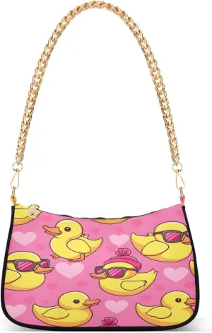 Shoulder Bags for Women Duck Seamless Mode Vector Diagram Hobo Tote Handbag Small Clutch Purse with Zipper Closure