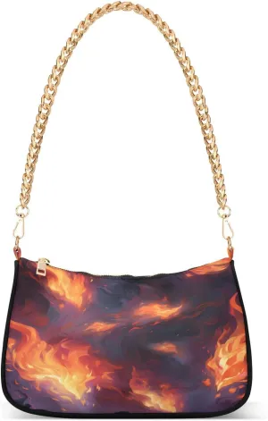 Shoulder Bags for Women Fire Hobo Tote Handbag Small Clutch Purse with Zipper Closure