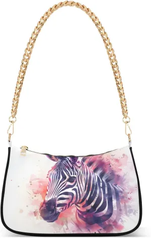 Shoulder Bags for Women Lovely Zebra Watercolor Hobo Tote Handbag Small Clutch Purse with Zipper Closure