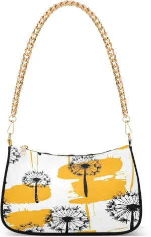 Shoulder Bags for Women Vector Seamless Pattern with Hand Drawn Dandelions Hobo Tote Handbag Small Clutch Purse with Zipper Closure