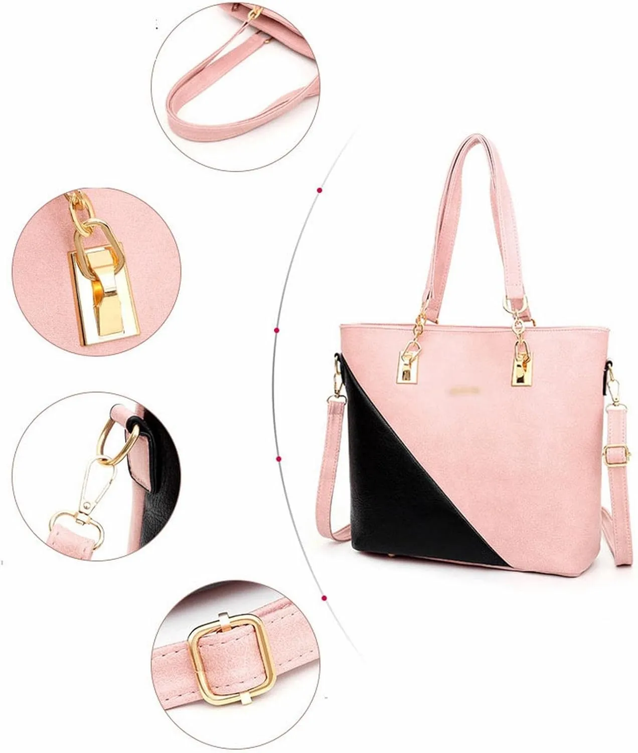 Shoulder Bags Women's Bag Composite Bag 4 Piece Set Handbag Leather Shoulder Messenger Bag Diagonal Composite Bag Luxury Tote Bag(Brown)