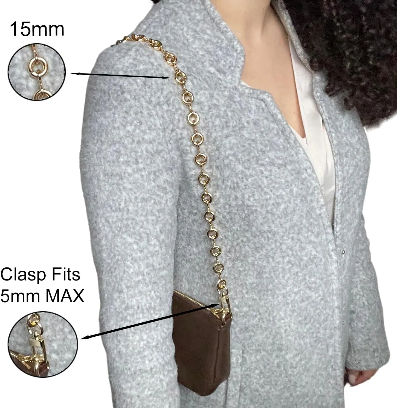 Shoulder Strap Chain Metal Replacement Chain [14mm] for Women Handbag - Gold (24" / 60cm)