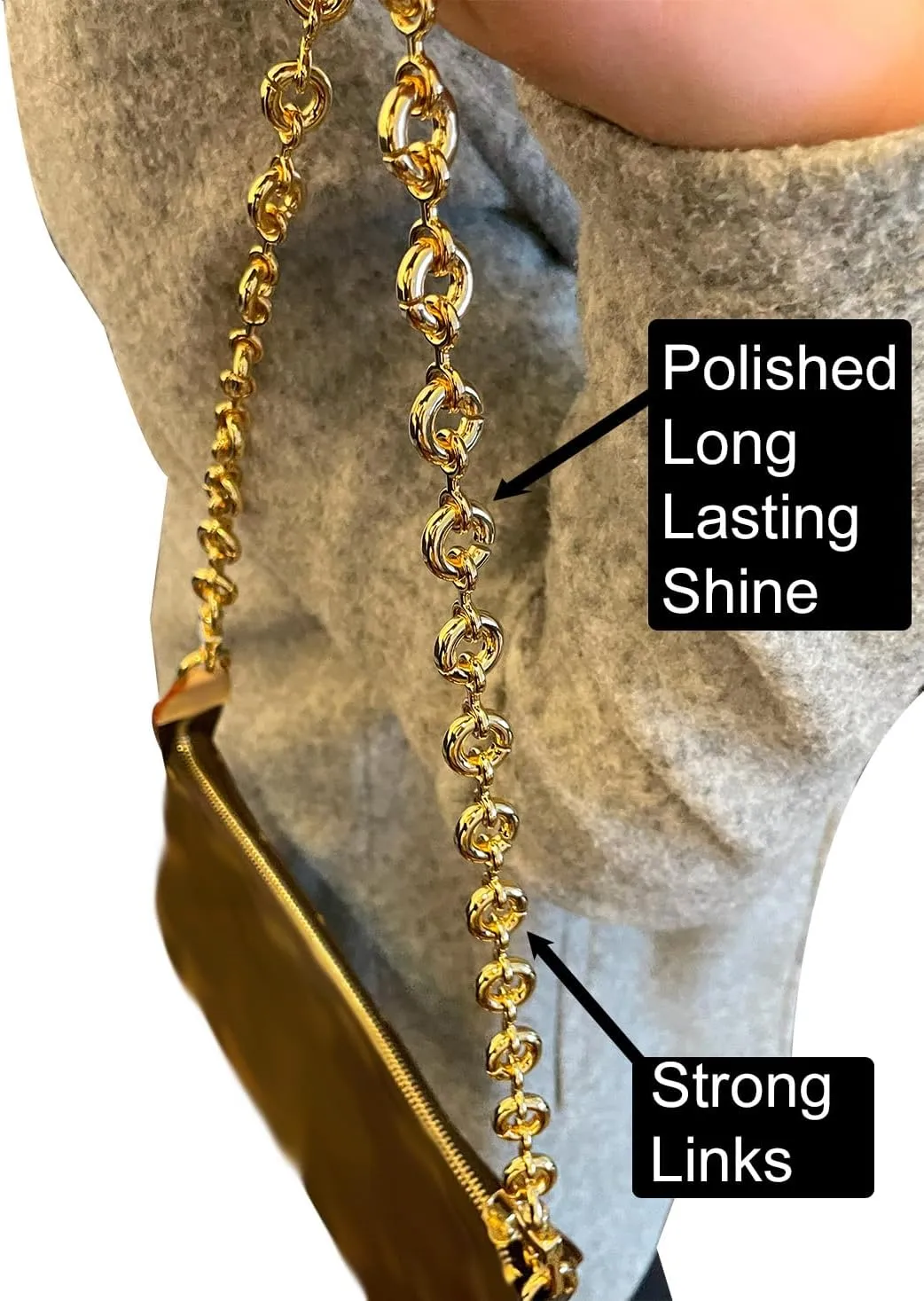 Shoulder Strap Chain Metal Replacement Chain [14mm] for Women Handbag - Gold (24" / 60cm)