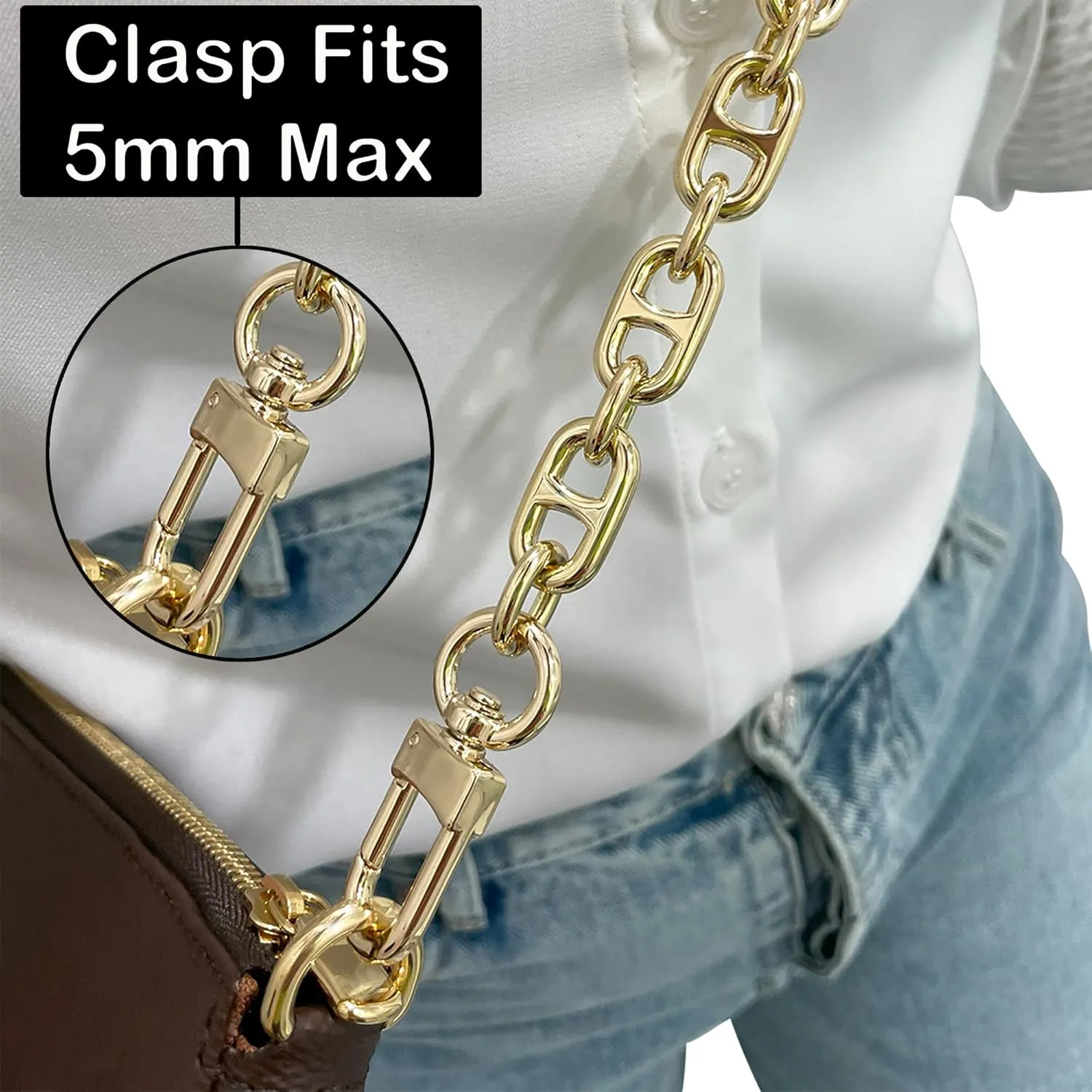 Shoulder Strap Metal Purse Chain Crossbody Replacement Strap [12mm] Lovely - Gold (16" / 40cm)