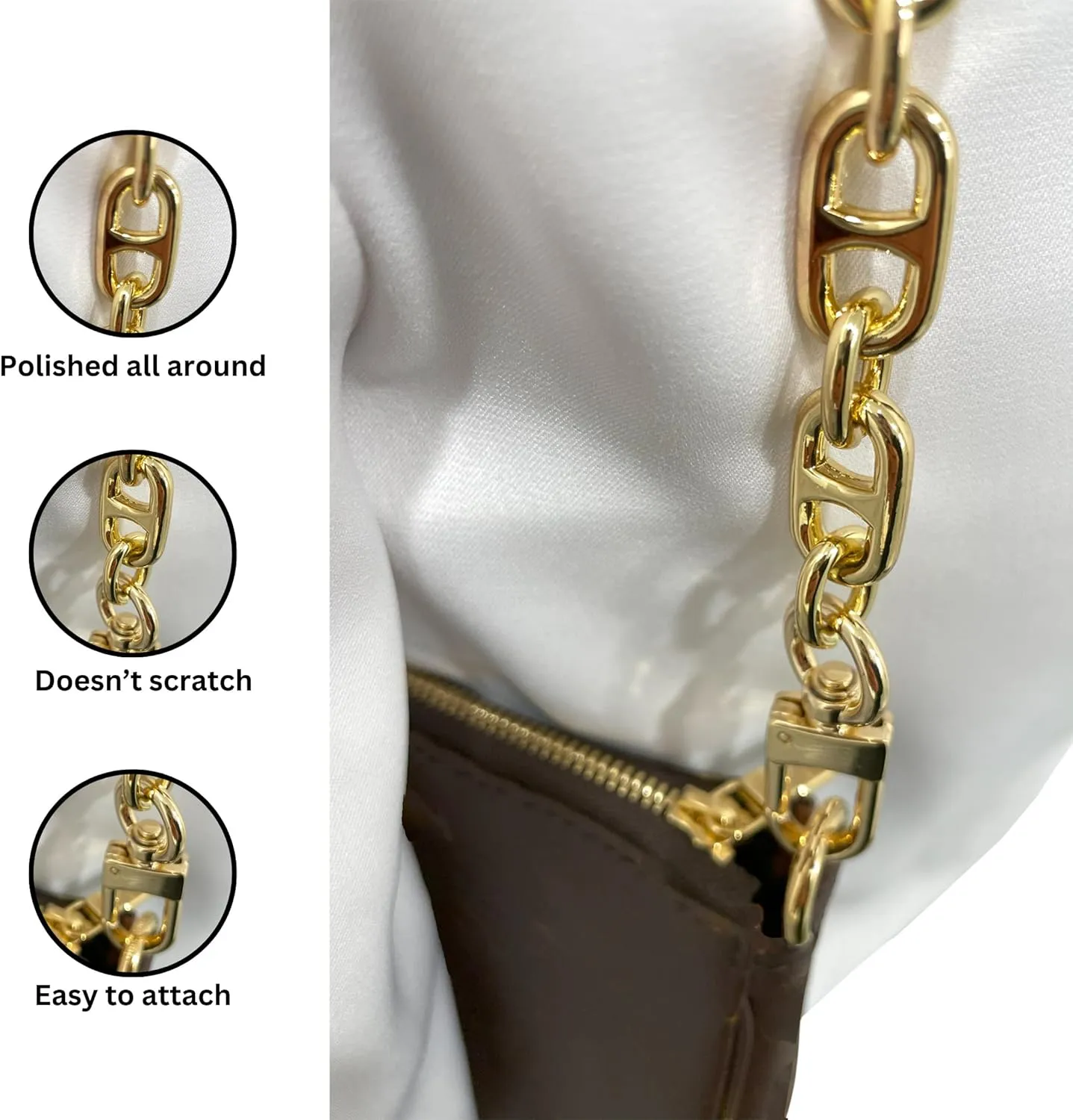 Shoulder Strap Metal Purse Chain Crossbody Replacement Strap [12mm] Lovely - Gold (16" / 40cm)