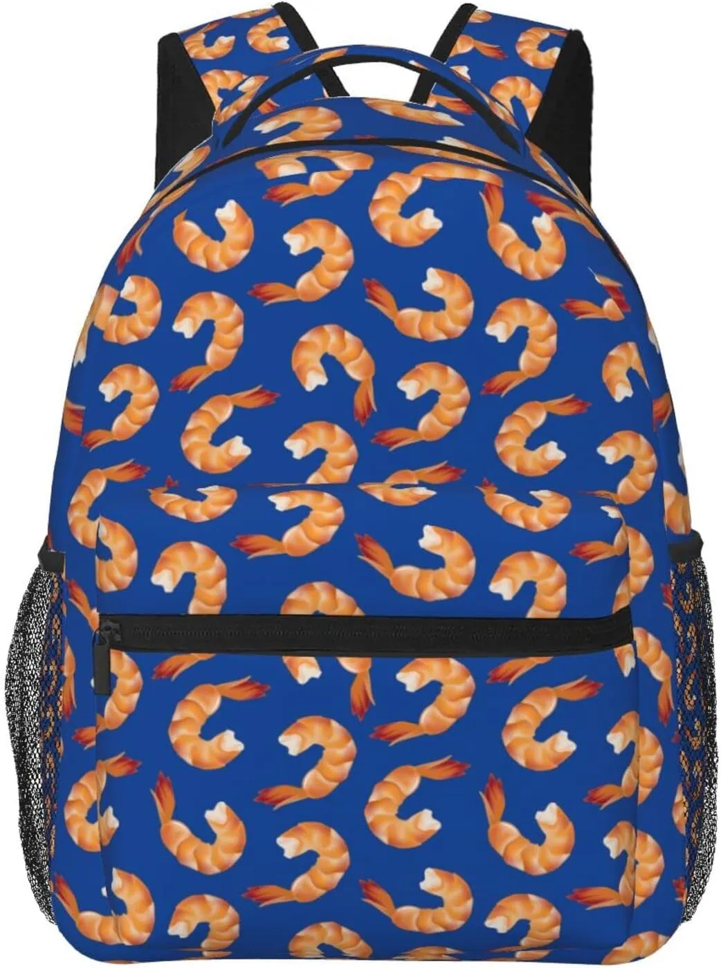 Shrimp Pattern Sea Food Backpack for Women Men Worker Teacher Business Travel Backpacks Shoulders Bag Daypack Bookbag with Mesh Pockets