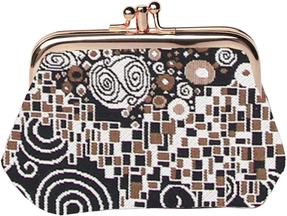Signare Tapestry Double Pocket Change Pouch Kiss lock Coin Purse for Women