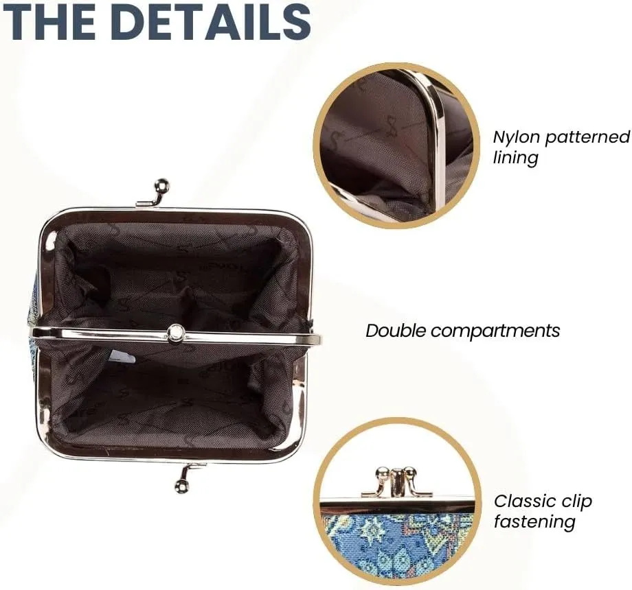 Signare Tapestry Double Pocket Change Pouch Kiss lock Coin Purse for Women