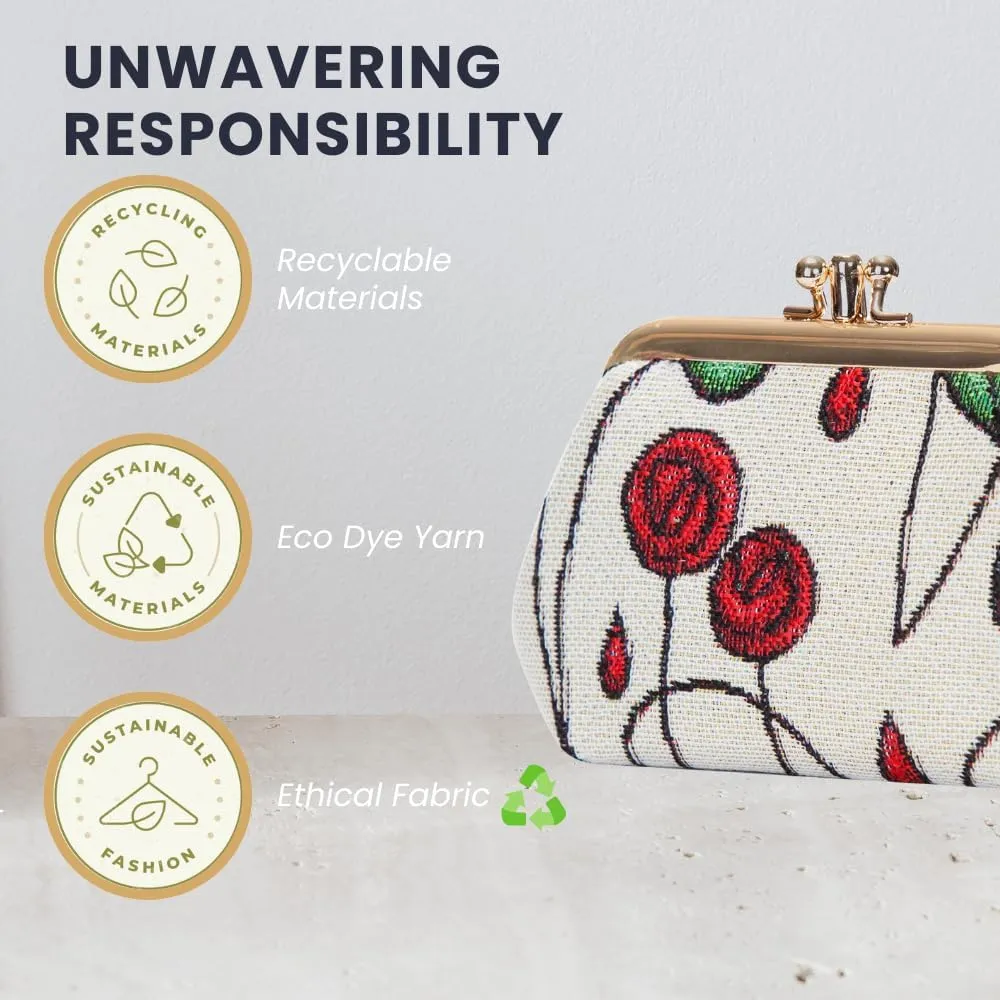 Signare Tapestry Double Pocket Change Pouch Kiss lock Coin Purse for Women