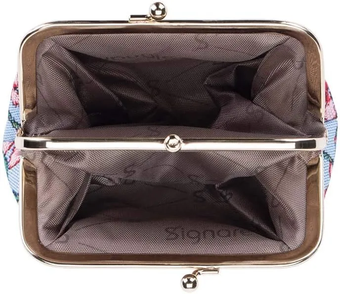 Signare Tapestry Double Pocket Change Pouch Kiss lock Coin Purse for Women