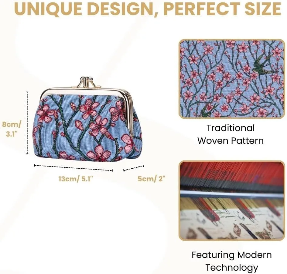 Signare Tapestry Double Pocket Change Pouch Kiss lock Coin Purse for Women