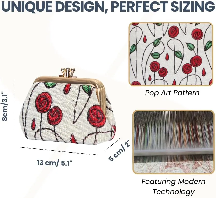 Signare Tapestry Double Pocket Change Pouch Kiss lock Coin Purse for Women