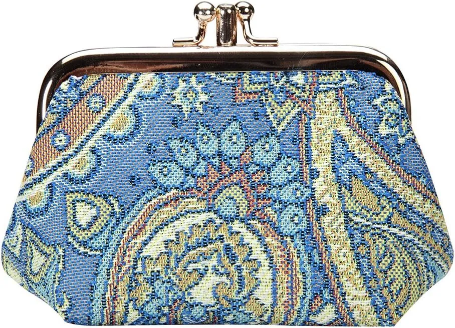 Signare Tapestry Double Pocket Change Pouch Kiss lock Coin Purse for Women