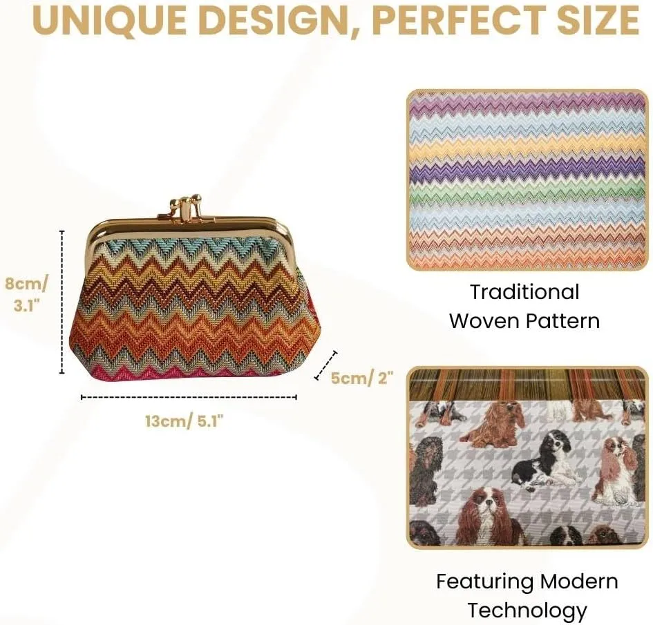 Signare Tapestry Double Pocket Change Pouch Kiss lock Coin Purse for Women