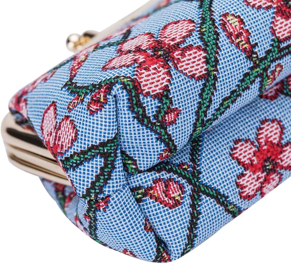 Signare Tapestry Double Pocket Change Pouch Kiss lock Coin Purse for Women
