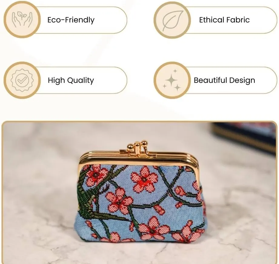 Signare Tapestry Double Pocket Change Pouch Kiss lock Coin Purse for Women