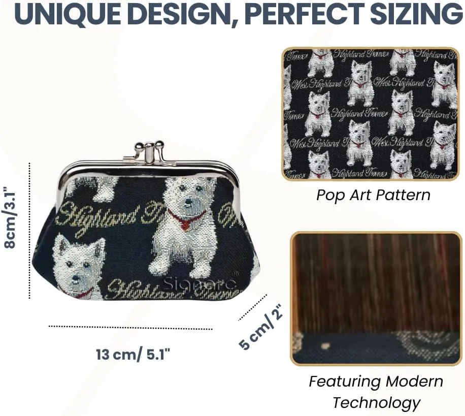 Signare Tapestry Double Pocket Change Pouch Kiss lock Coin Purse for Women