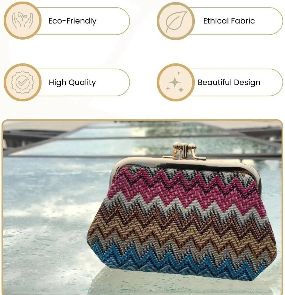 Signare Tapestry Double Pocket Change Pouch Kiss lock Coin Purse for Women
