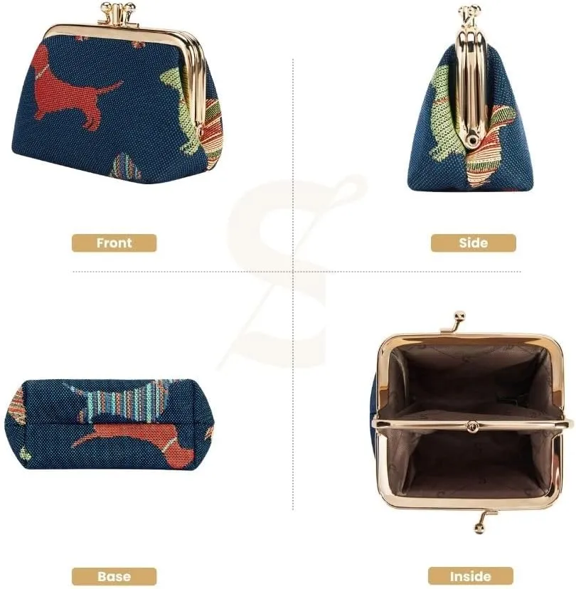 Signare Tapestry Double Pocket Change Pouch Kiss lock Coin Purse for Women