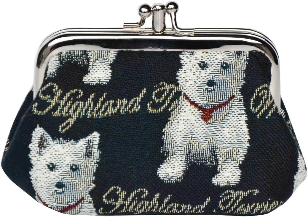 Signare Tapestry Double Pocket Change Pouch Kiss lock Coin Purse for Women