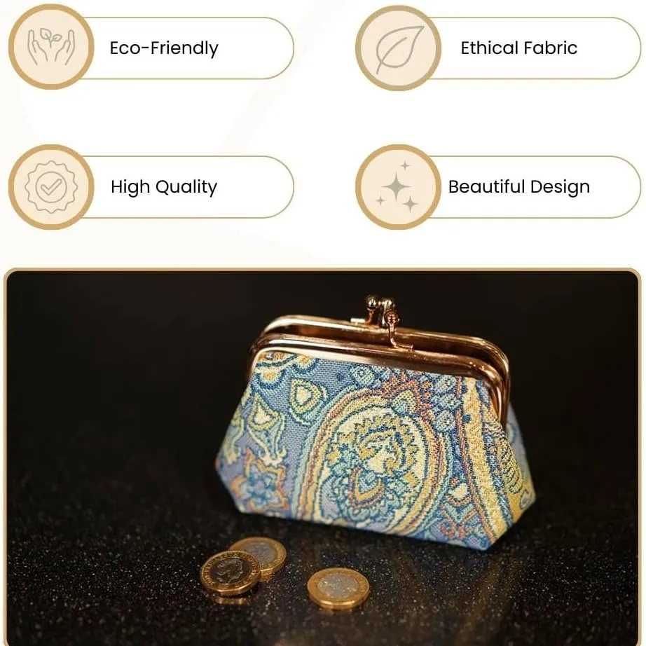 Signare Tapestry Double Pocket Change Pouch Kiss lock Coin Purse for Women