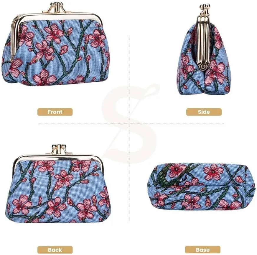 Signare Tapestry Double Pocket Change Pouch Kiss lock Coin Purse for Women